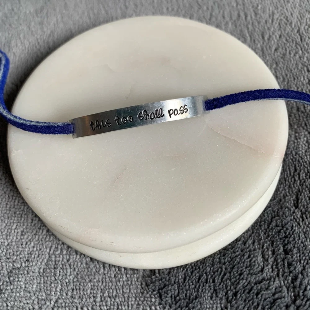 Lot of 11 Handmade Bracelets - Blue Leather Wrap Hand Stamped & Beaded - Picture 15 of 16